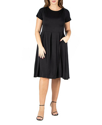 Женское платье миди с короткими рукавами плюс размер 24Seven Comfort