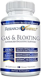 Research Verified Gas and Bloating - Relax Intestinal Muscles, Eliminate Gas Buildup - Artichoke Powder (Порошок), Ginger, Peppermint Leaf Powder - 60 Capsules (Капсулы) - Vegan… Research Verified