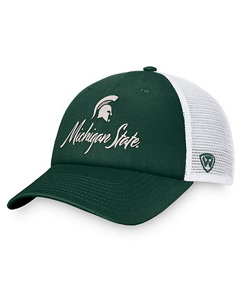 Женская регулируемая шляпа зеленого и белого цвета Michigan State Spartans Charm Trucker Top of the World
