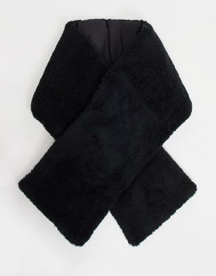 ASOS DESIGN scarf in black teddy ASOS DESIGN