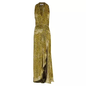 Бархатное платье макси с леопардовым принтом Paris Adriana Iglesias