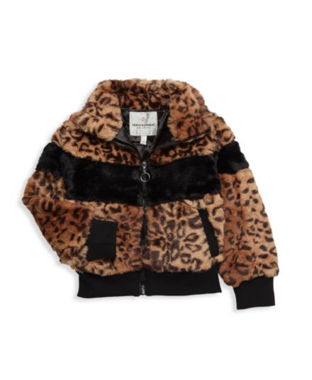 Куртка из искусственного меха с леопардовым узором для маленьких девочек Urban Republic