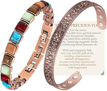 Feraco Copper Bracelets for Women, 12X Strength Magnetic Bracelets for Women, 99.99% Pure Copper Jewelry with Crystals & 3800 Gauss Neodymium Magnets, Adjustable Feraco