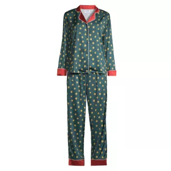 Атласный пижамный комплект из двух предметов в горошек Averie Sleep
