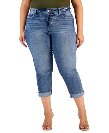 Модные джинсы Girlfriend больших размеров с манжетами Celebrity Pink