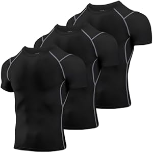 Niksa Men's Compression Shirts 2 Pack, Short Sleeve Athletic Compression Tops Cool Dry Workout T Shirt Niksa