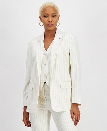 Женский однобортный пиджак в тонкую полоску, созданный для Macy's Bar III