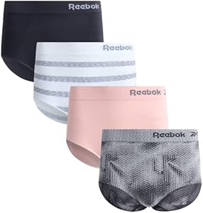 Reebok Women's Briefs Underwear - 4 Pack Seamless Stretch Performance High Cut or Boyshorts Panties for Women (Sizes: S-XL) Reebok