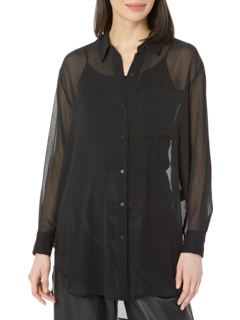 Шифоновая блузка с длинными рукавами и пуговицами спереди DKNY