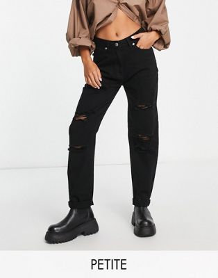 Черные потертые джинсы с потертостями Parisian Petite Parisian Petite