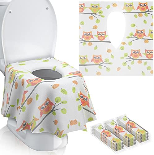 Gimars 20 Packs XL Large Full Cover Disposable Travel Toilet Potty Seat Covers - Individually Wrapped Portable Potty Shields for Adult, The Pregnant, Kids and Toddler Potty Training (Owl Design) Gimars