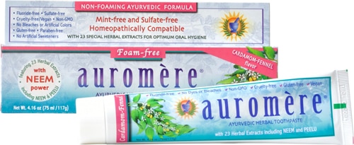 Auromere Аюрведическая травяная зубная паста без пены с кардамоном и фенхелем -- 4,16 унции Auromere