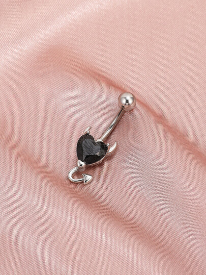 Кольцо для пупка с сердечком с цирконом SHEIN