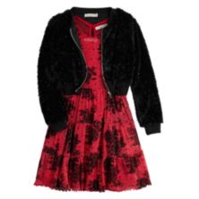 Куртка-бомбер из искусственного меха Knit Works для девочек 7–16 лет и многоуровневое платье с принтом обычного размера и размера плюс Knit Works