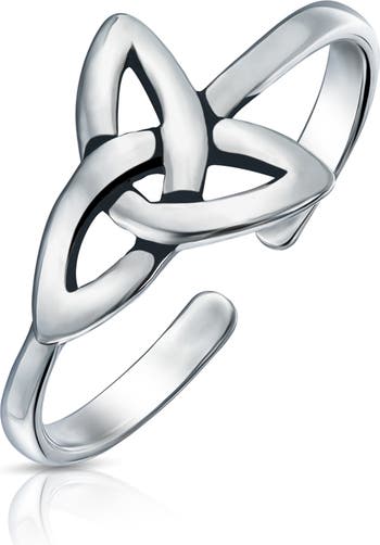 Rhodium Plated Sterling Silver Celtic Trinity Knot Toe Ring Bling Jewelry