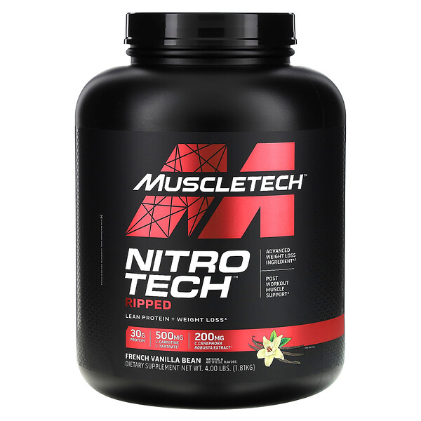 Nitro Tech Ripped, Ultimate Protein + Formula Loss, со вкусом французской ванили, 4 фунта (1,81 кг) Muscletech