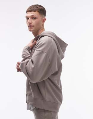 Мужская Толстовка Topman Relaxed Fit Полная Молния Цвет "Камень" TOPMAN