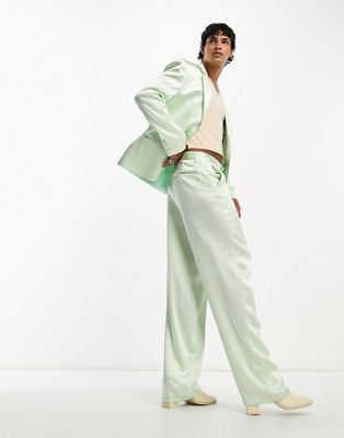 Зеленые атласные широкие брюки ASOS DESIGN ASOS DESIGN