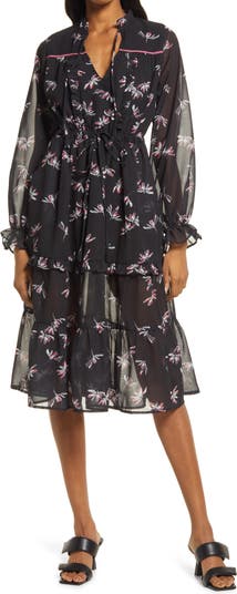 Платье Remi с цветочным принтом и длинными рукавами AREA STARS