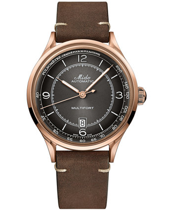 Мужские швейцарские автоматические часы Multifort Patrimony коричневый кожаный ремешок 40мм MIDO