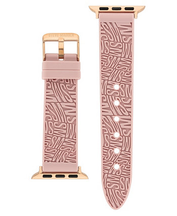 Женский светло-розовый силиконовый ремешок с тисненым вихревым логотипом, совместимый с Apple Watch 42, 44, 45, Ultra, Ultra 2 Steve Madden