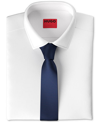 Мужской открытый розовый шелковый галстук-скинни Hugo Boss в рубчик BOSS