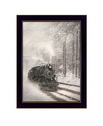 Снежный локомотив от Лори Дейтер, готовый к развешиванию принт в рамке, черная рама, 14 "x 20" Trendy Décor 4U