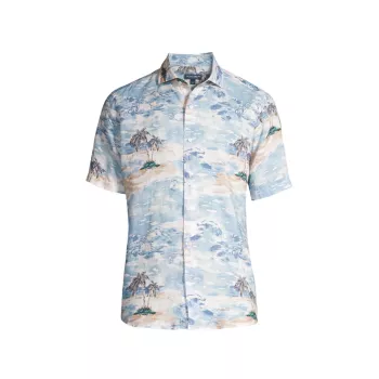 Льняная рубашка Crown Crafted Tropics Peter Millar