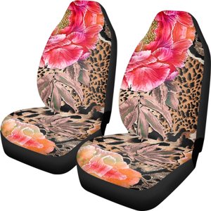 Vodetik Store Cheetah Print Front Seat Covers for Cars, Universal Fit Front Bench Protection, Auto Seat Covers Vodetik Store