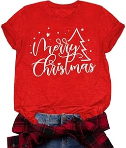 Womens Christmas Shirts Merry and Bright Shirt Funny Xmas Holiday Shirt Tops Aluvee