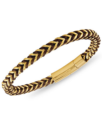 Эффектный браслет с нейлоновым шнуром из нержавеющей стали с ионным золотым покрытием или нержавеющей стали, созданный для Macy's Esquire Men's Jewelry