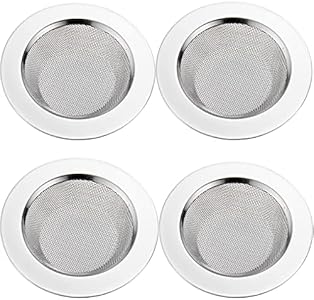 LASSHSWA 2 PCS Kitchen Sink Strainer Stainless Steel, Kitchen Sink Drain Strainer， Sink Strainers with Large Wide Rim 4.5" Diameter for Kitchen Sinks LASSHSWA