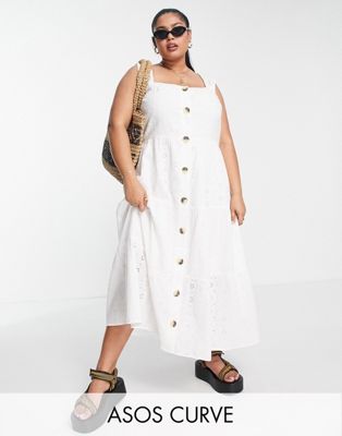 Женское платье средней длины ASOS DESIGN Curve в белом цвете ASOS Curve