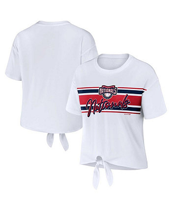 Женская белая футболка Washington Nationals с завязкой спереди WEAR by Erin Andrews