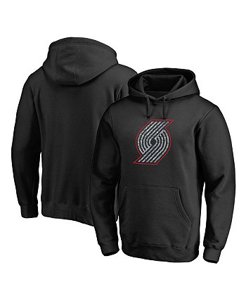 Мужской черный пуловер с капюшоном Portland Trail Blazers со статическим логотипом Fanatics