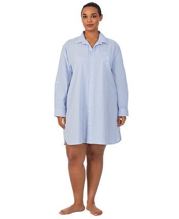 Рубашка для сна с длинными рукавами и язычками больших размеров LAUREN Ralph Lauren