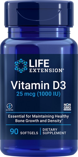 Life Extension Витамин D3 – 1000 МЕ – 90 мягких таблеток Life Extension