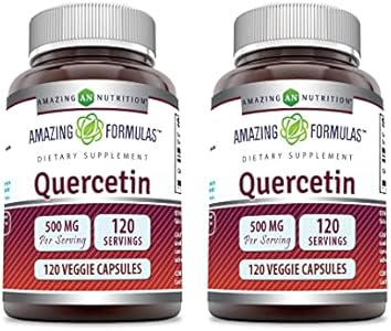 Amazing Formulas Quercetin 500mg 120 Veggie Capsules (Капсулы на растительной основе) Supplement - Non-GMO - Gluten Free - Supports Overall Health & Well Being Amazing Nutrition