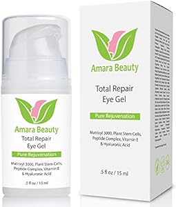 Amara Beauty Eye Cream Gel for Dark Circles and Puffiness with Peptides & Hyaluronic Acid, 0.5 fl. oz. Amara Beauty