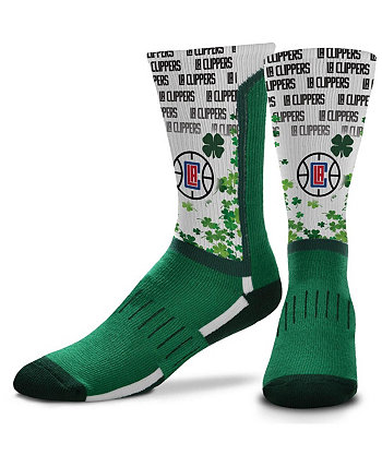 Men's LA Clippers Four Leaf St. Patrick's Day V-Curve Crew Socks For Bare Feet