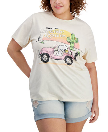Trendy Plus Size Snoopy Scenic Route Graphic T-Shirt Grayson Threads, The Label