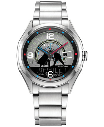 Мужские часы Eco-Drive Luke & Vader Duel с серебристым браслетом из нержавеющей стали 41 мм Citizen