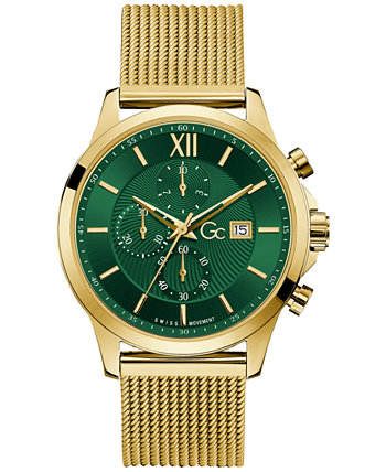 Мужские швейцарские часы Gc Executive с браслетом из нержавеющей стали золотистого цвета, 44 мм GUESS