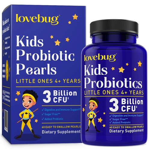 Капсулы для детей 4+ года с пробиотиками 3 миллиарда КОЕ 60 шт LoveBug Probiotics