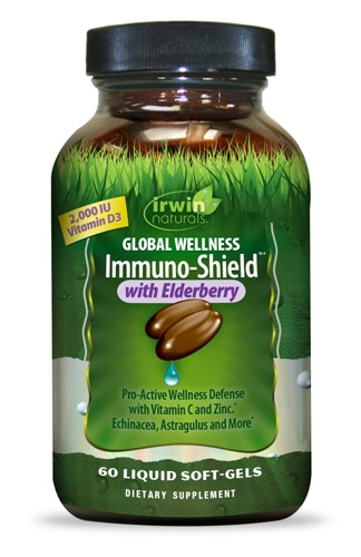 Global Wellness Immuno-Shield с Бузиной - 60 жидких капсул - Irwin Naturals Irwin Naturals