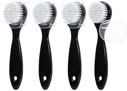 Facial Cleansing Brush 4 PCS, Facial Exfoliating Brush Face Wash Scrub Exfoliator Brush for Makeup Skincare Removal (Black) Beomeen