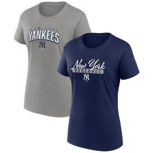 Женский комбинированный комплект футболок с фирменным логотипом Fanatics темно-синего/серого цвета для болельщиков команды «Нью-Йорк Янкиз» Fanatics
