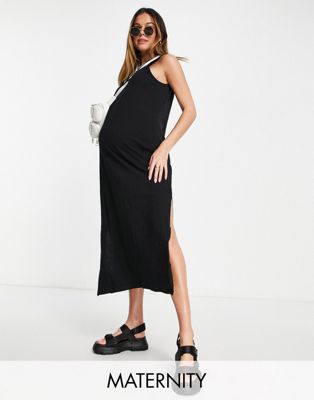 Cotton:On Maternity loose fit tank midi dress in black Cotton:On Maternity