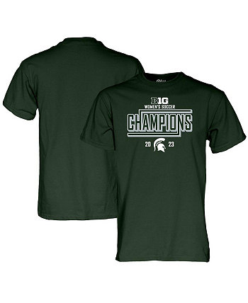 Мужская и женская зеленая футболка Michigan State Spartans 2023 Big Ten для женщин по футболу с чемпионами регулярного сезона в раздевалке Blue 84
