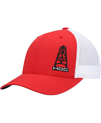 Men's Red, White Hog Trucker Snapback Hat Hooey